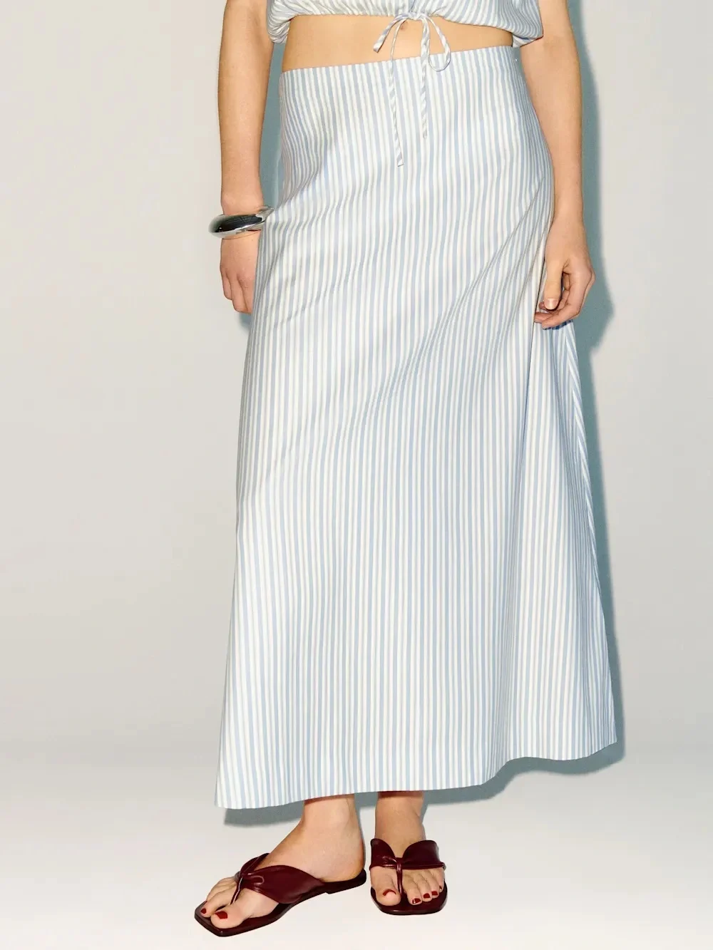NEW Reformation Jordan Two Piece Skirt Set Cotton Calamari Stripe | US 6 UK 10 - Picture 3 of 15